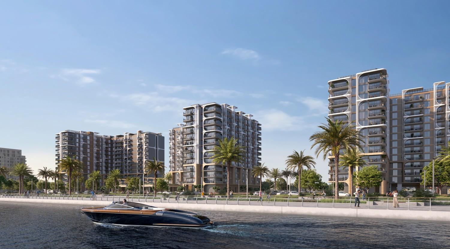 Aerial view of Yas Living by Aldar on Yas Island, Abu Dhabi – showcasing landscaped residential community, walkable streets, and vibrant urban lifestyle.